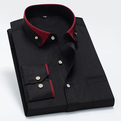 CAMICIA ELEGANTE A COLLO ALTO IN CONTRASTO