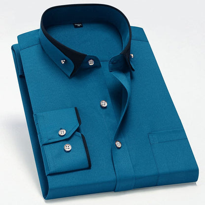 CAMICIA ELEGANTE A COLLO ALTO IN CONTRASTO