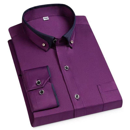 CAMICIA ELEGANTE A COLLO ALTO IN CONTRASTO
