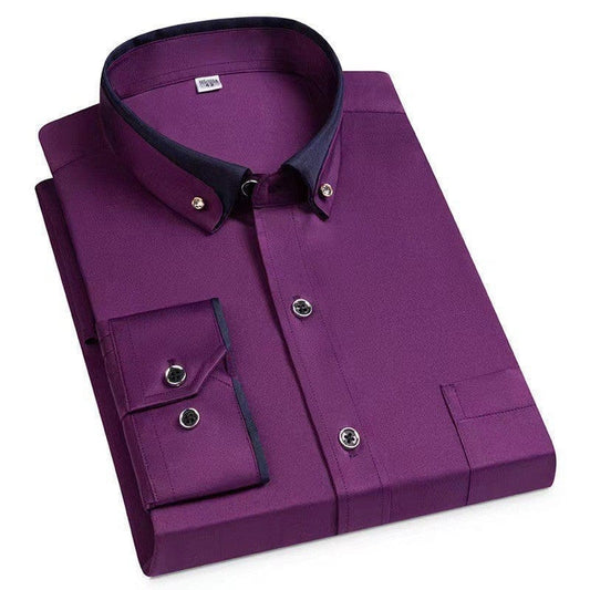 CAMICIA ELEGANTE A COLLO ALTO IN CONTRASTO